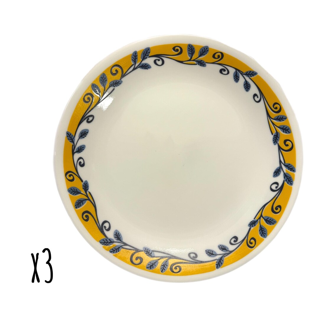 ヴィンテージ、corelle FLORIA 食器セット❣️ Set of 3 Vintage Corelle Casa Flora 8.5” Luncheon Plates – Blue