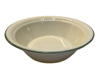 Vintage Corelle by Corning Sandstone Beige Soup / Cereal Bowls with Green Trim