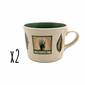 Set med 2 vintage Pfaltzgraff Naturträ stengods platta koppar / tekoppar