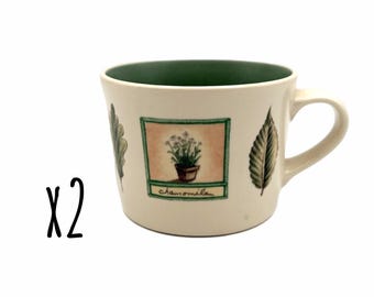 Juego de 2 tazas/tazas de té planas de gres Naturewood vintage de Pfaltzgraff