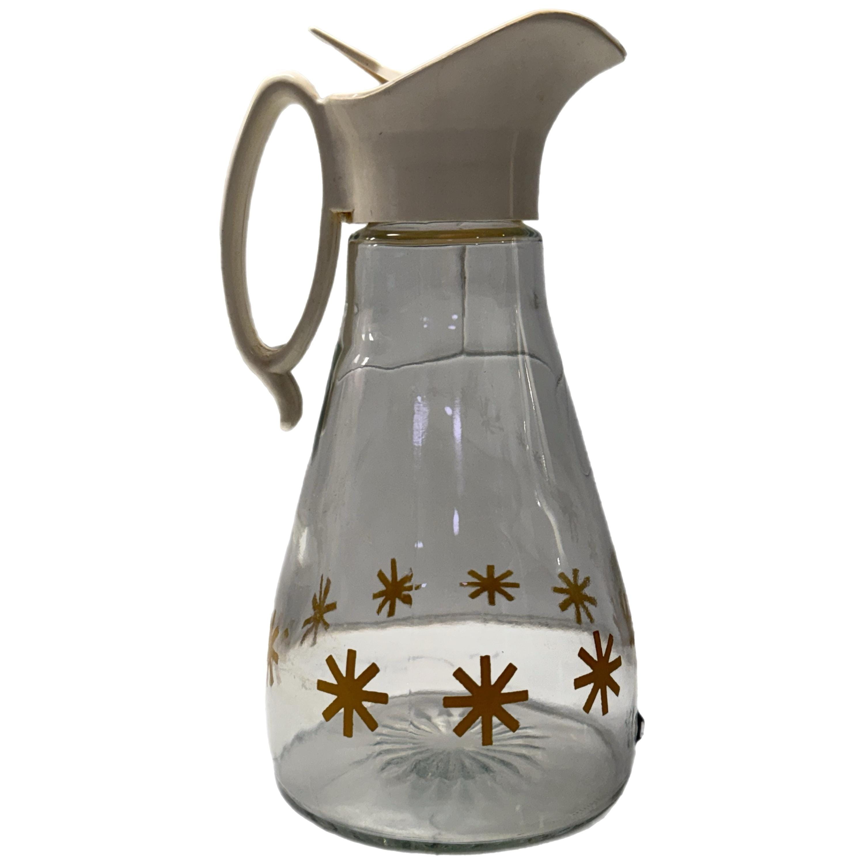 Syrup Atom Vintage Log Cabin Glass Syrup Pitcher Dispenser Atomic Starburst MCM ...