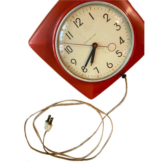50年代ゼネラル・エレクトリック製ヴィンテージ動作式レッド壁掛け時計