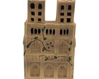 Vintage Porcelain Notre Dame Cathedral Figurine in Paris, France