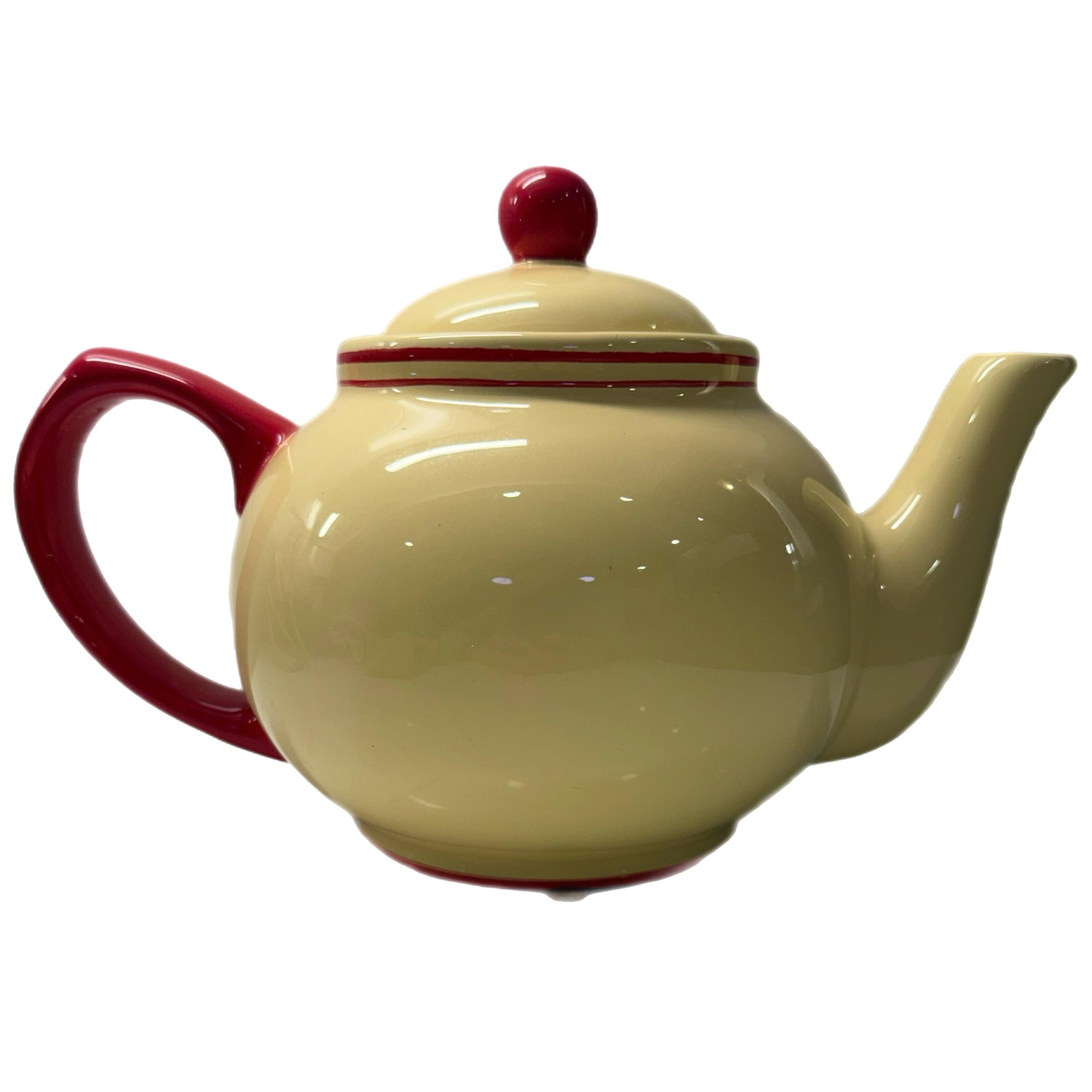 Vintage Tea Time Yellow Red Ceramic Teapot & Lid - Etsy