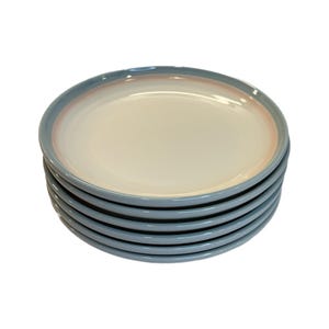Set of 6 Vintage Pfaltzgraff Aura Pink Ceramic 7” Bread Plates – Pink Blue