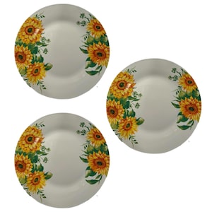 Set of 3 Royal Norfolk Sunflower 10.5” Dinner Plates