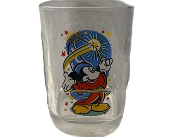 Vaso de cristal vintage de McDonald's Fantasia Sorcerer de Mickey Mouse Disney, año 2000, Epcot
