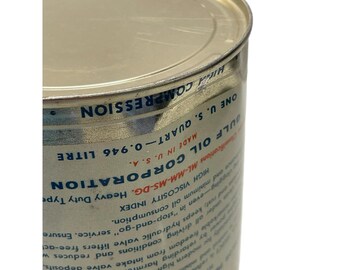 Vintage 1 Quart GULF PRIDE HD Select Motor Oil Can Gas Service