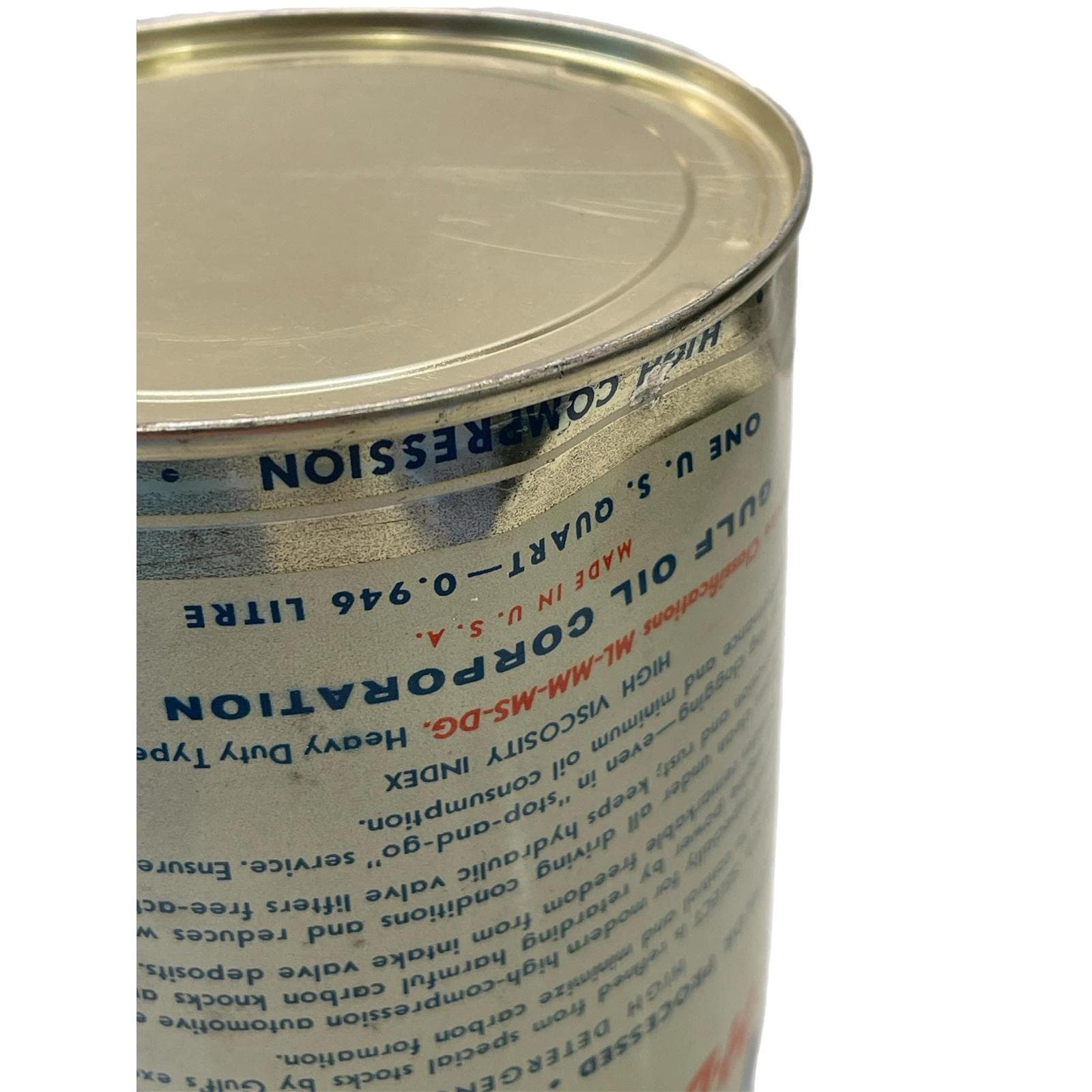 Vintage 1 Quart GULF PRIDE HD Select Motor Oil Can Gas Service