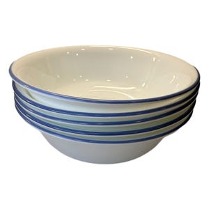 Set of 5 Corelle Lia Blue Trim 6.25” Soup Cereal Bowls