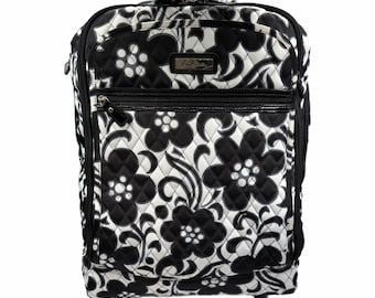 Vintage Vera Bradley „Night & Day“ Quilted Rolling 19 ""Handgepäck - Schwarz + Weiß Floral."
