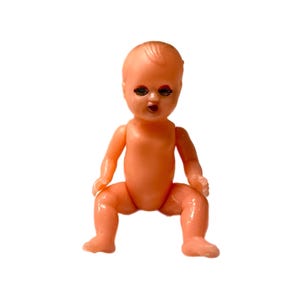 1930s Vintage Small Plastic Baby Doll Toy with Jointed Arms & Blinking Eyes