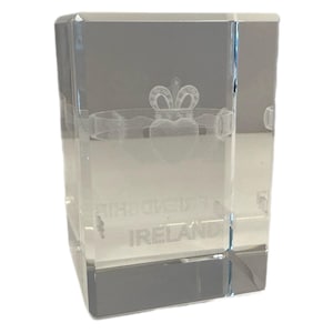Crystal Souvenir Paperweight 3D Laser Etched Ireland – Friendship – Loyalty – Love