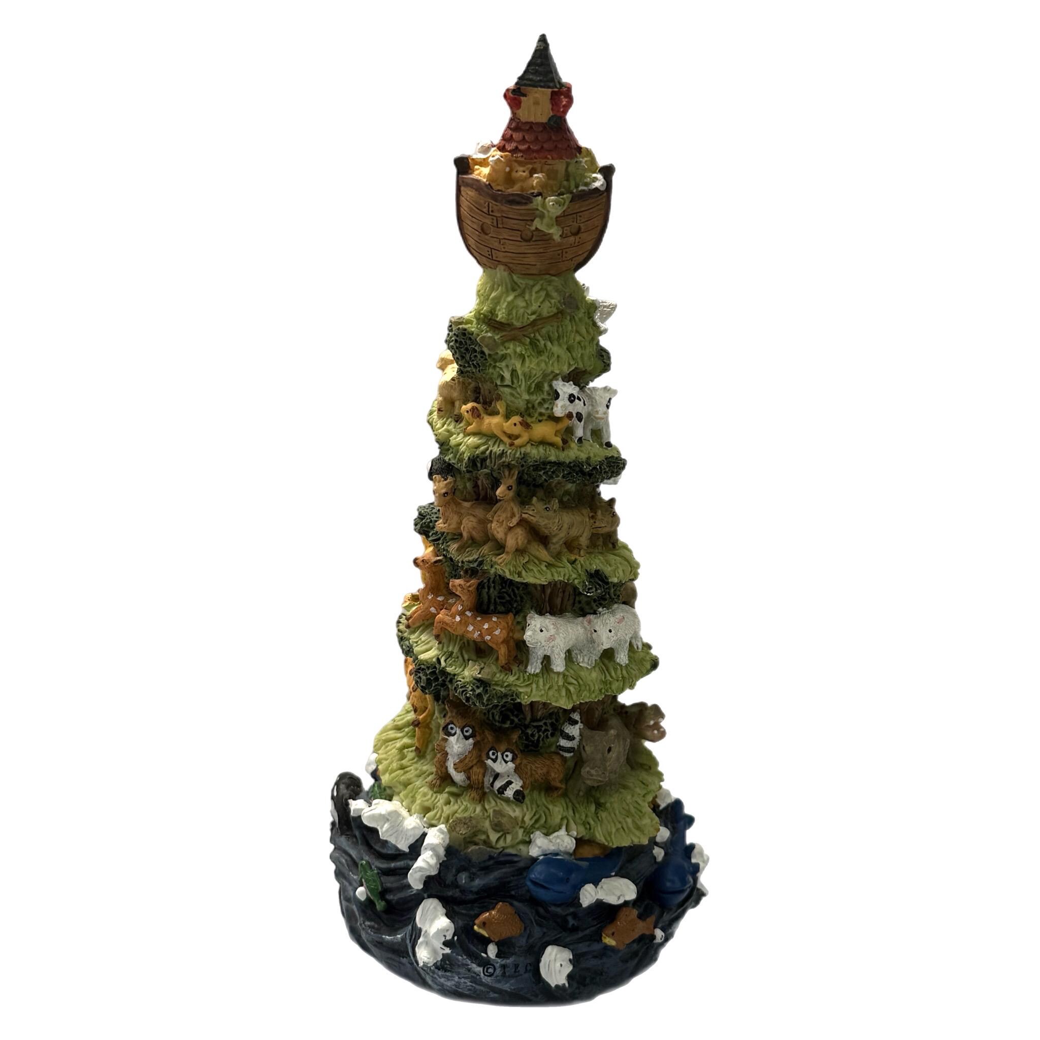 Vintage Noah's Ark Musical Animals Spiral Tower Ceramic Resin