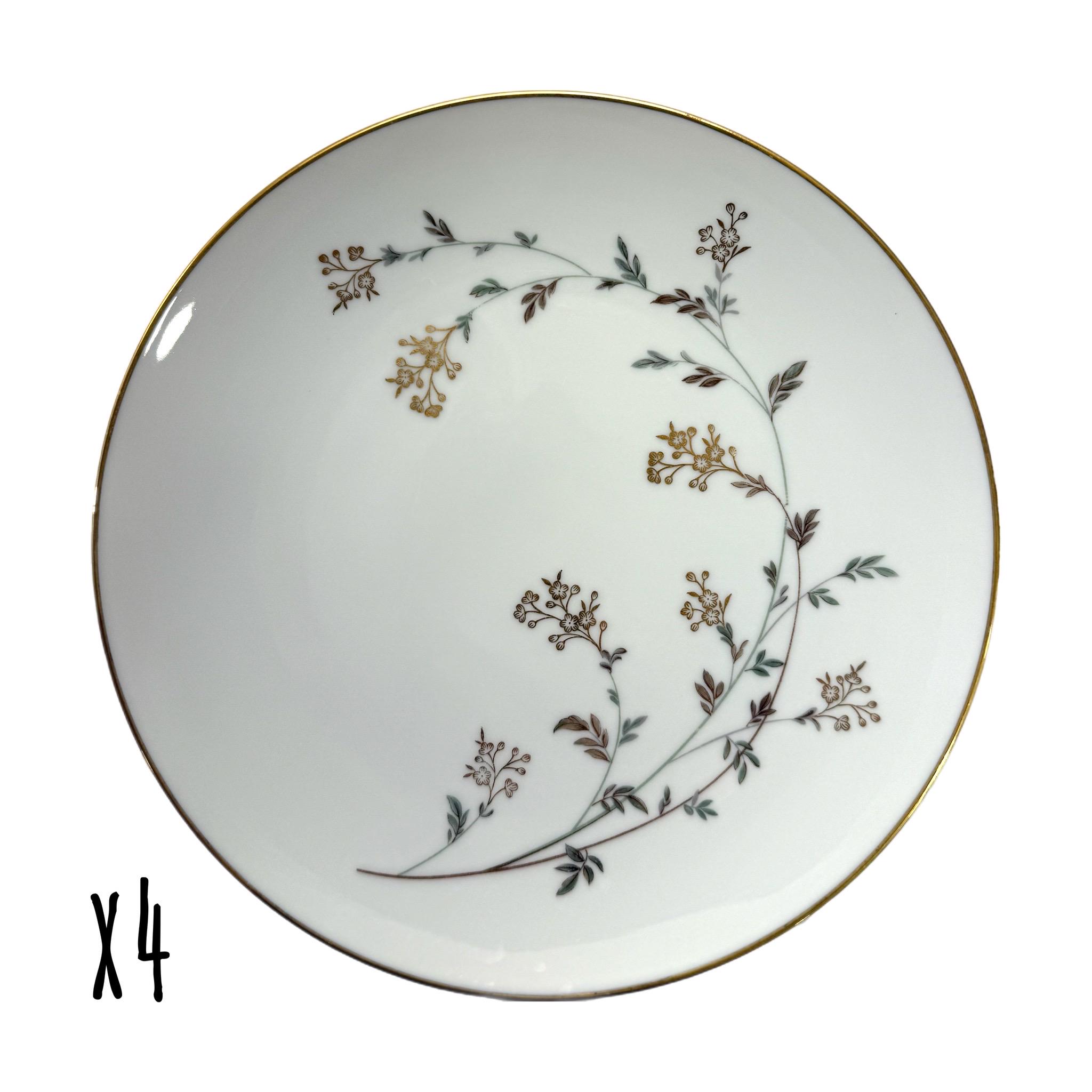 Noritake-Adala（アダラ）サービング皿セット Set of 4 Vintage Noritake China Andrea Porcelain 8.25” Salad