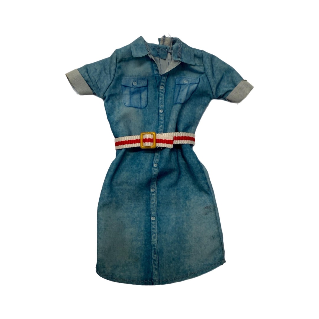 barbie denim dress Vintage Jean With Belt denim barbie 90s Golden Goose Journey Denim Vali Metallic Crochet Pearl Dress Subtle crystal accents add Color:DOT