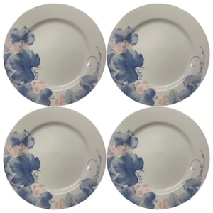 Set of 4 Tatung China Purple Leaves Pink Berries Plates