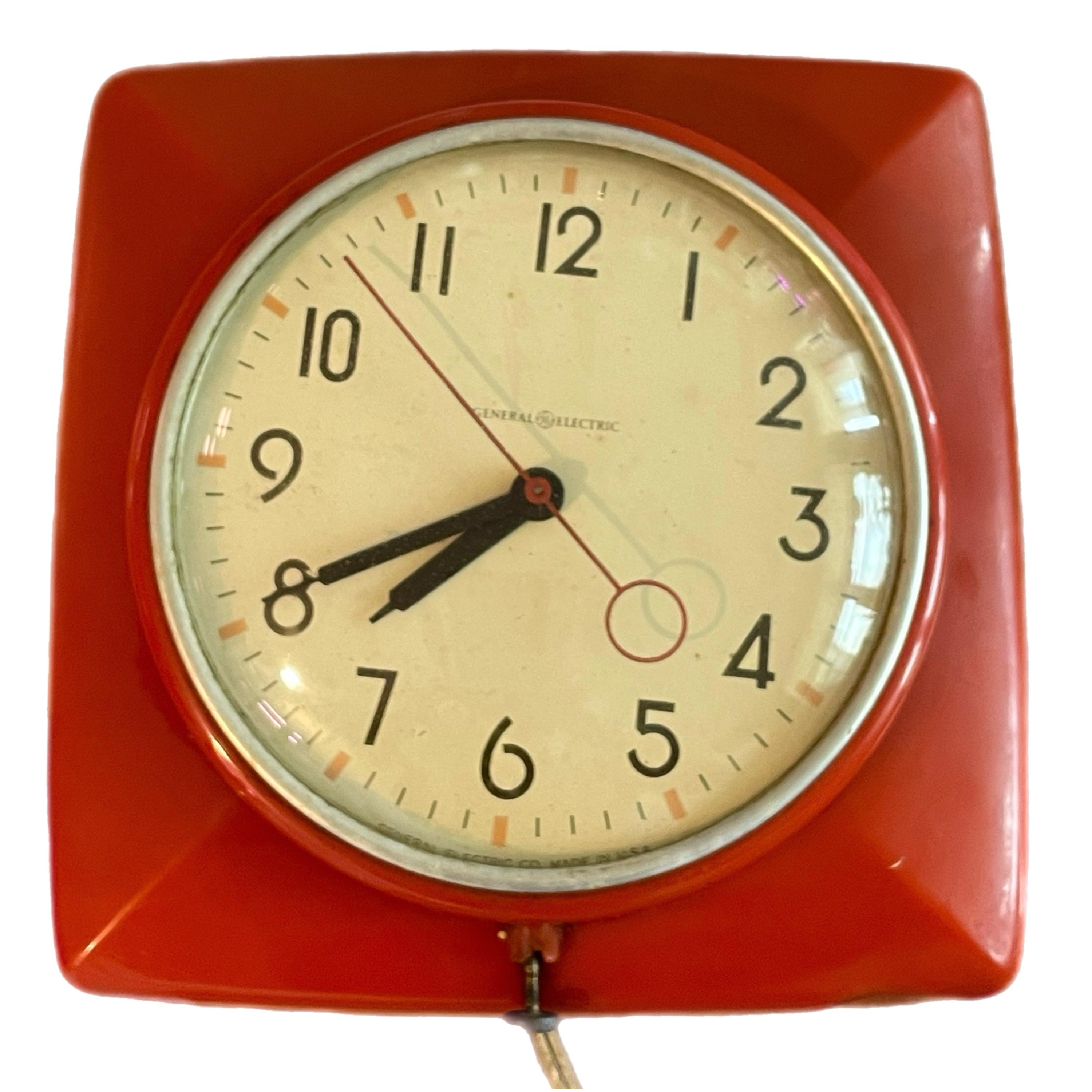 50s General Electric Vintage Working Red Wall Clock Model 2H20 - Etsy