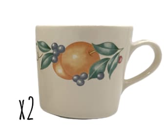Juego de 2 tazas de café de cerámica vintage Corelle Abundance