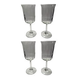 Antique Set of 4 Optic Panel 12oz. Water / Wine Goblets