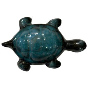 Vintage Ceramic Turtle Figurine Hand Painted Green 5&quot;