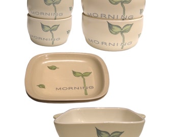 8-Piece Vtg Morning Ceramic Dinnerware Set