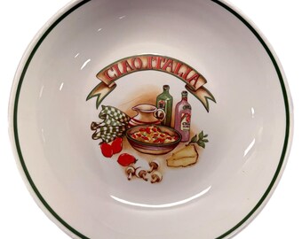 Vintage Over and Back Ciao Italia Ceramic 12” Pasta Serving Bowl