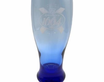 Vintage Kronenbourg 1664 Cobalt Blue Pilsner Pint Glass