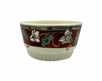 Fuente redonda/bol para servir Pfaltzgraff Mission Flower vintage de 5 pulgadas - Apilable