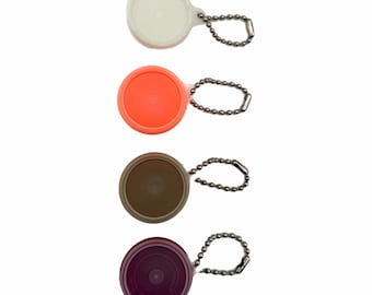 Vintage Tupperware Mini Wonder Bowl Novelty Keychain – Gray / Orange / Gold / Red