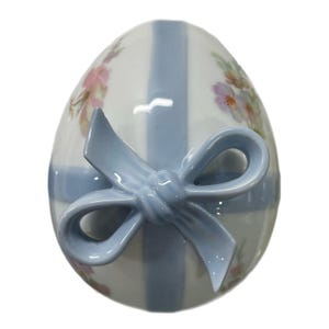 Gerold Porzellan Bavaria Cermaic Floral Bow Egg Trinket Box Vintage