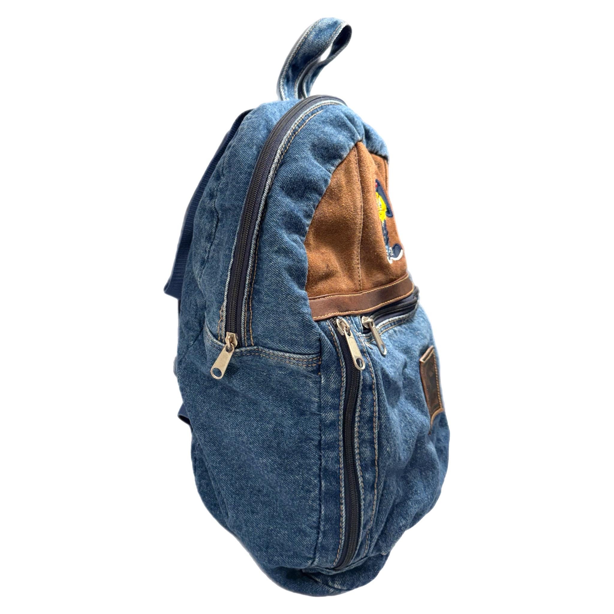 Vintage 90s Distressed Looney Tunes Spell Out Denim Mini Backpack Bag Blue Vintage Looney Tunes Tweety Bird Wear Denim | Mercari main image 2
