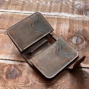 Rustikale Leder Geldbörse - Handgemachte Bifold Brieftasche für Männer - Personalisierte Crazy Horse Leder - Geschenk für Ihn - Slim Portemonnaie RFID