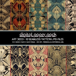 Art Deco Patterns Seamless Digital Paper Pack Scrapbooking Digital Background POD KDP Commercial Use.