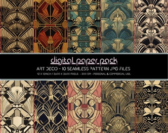 Art Deco Patterns Seamless Digital Paper Pack Scrapbooking Digital Background POD KDP Commercial Use.