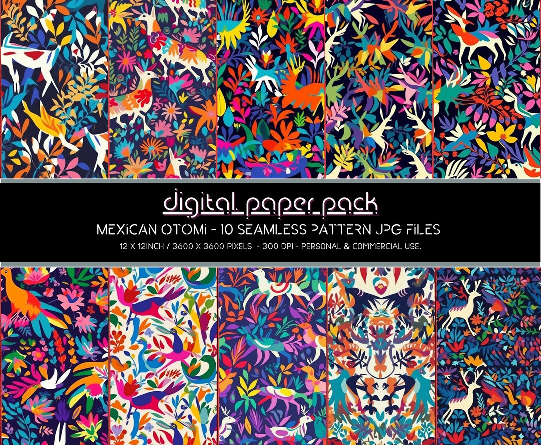 Mexican Otomi Patterns Seamless Digital Paper Pack Scrapbooking Digital ...