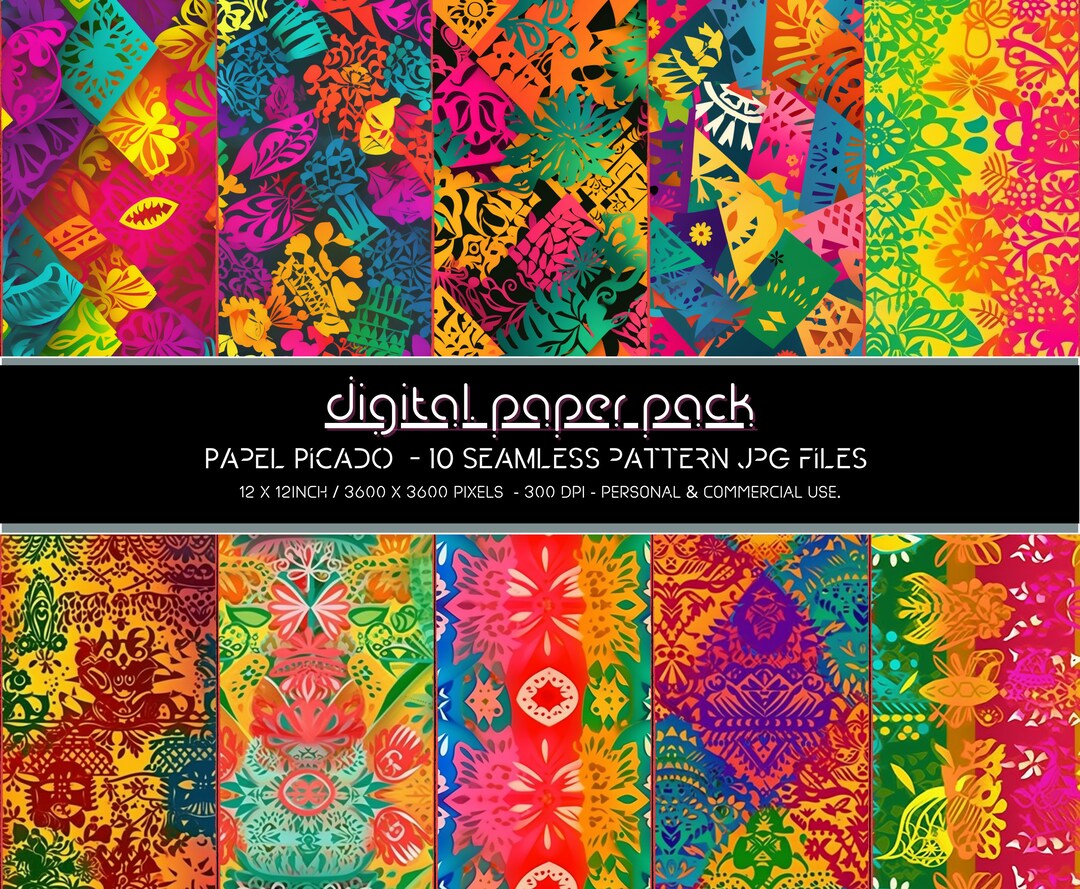 Papel Picado Patterns Seamless Digital Paper Pack Scrapbooking Digital ...