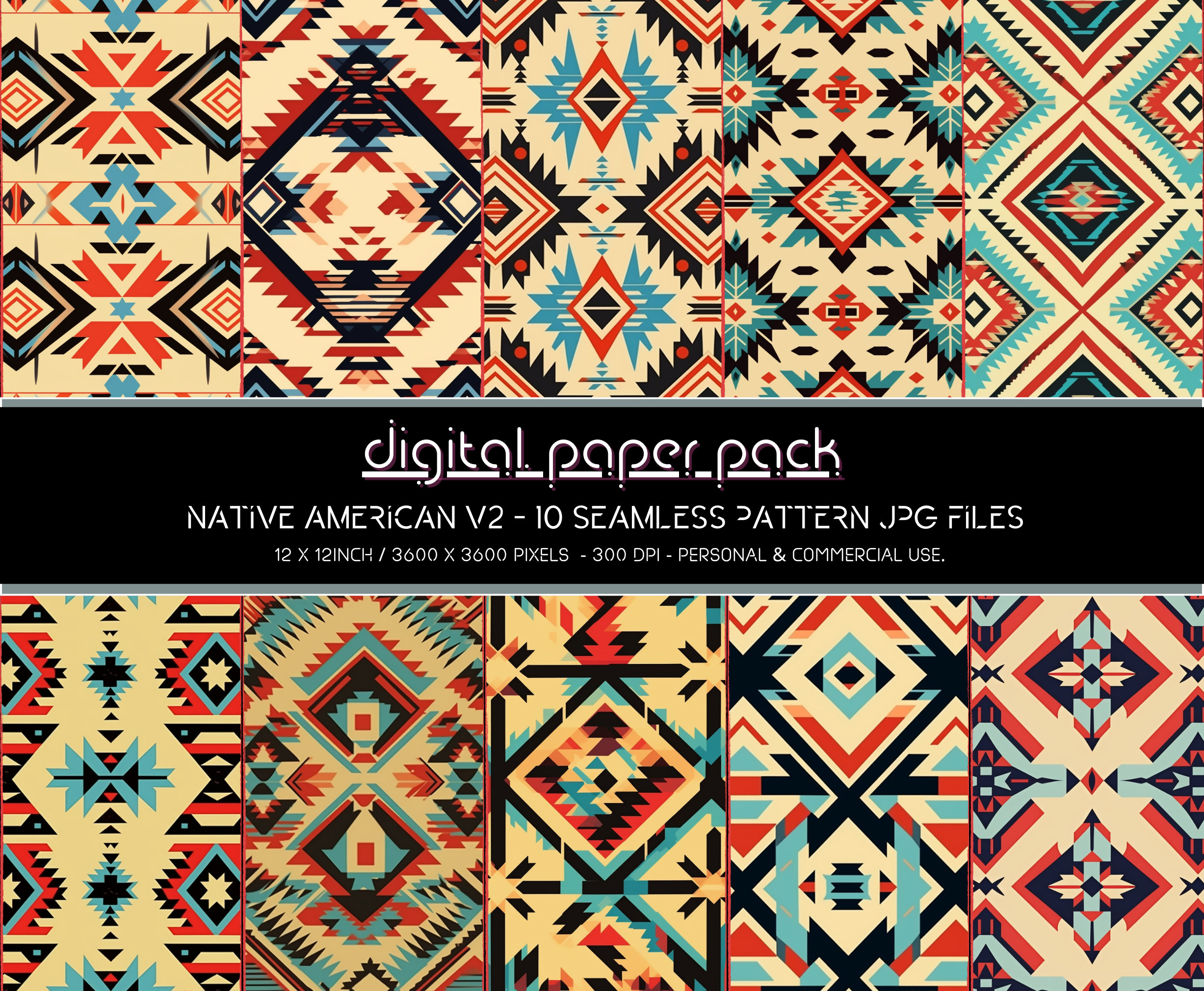 Native American V2 Patterns - Seamless Digital Paper Pack ...
