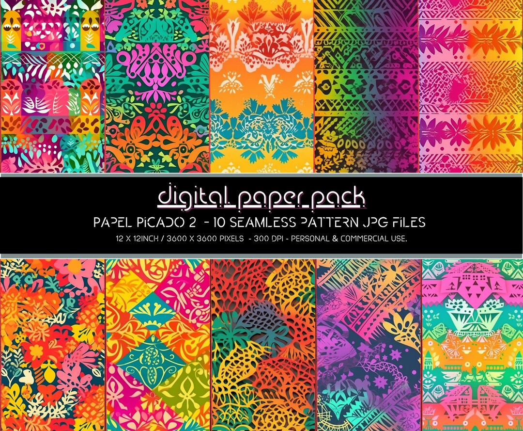 Papel Picado V2 Patterns Seamless Digital Paper Pack Scrapbooking ...