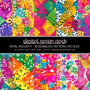 Papel Picado V4 Patterns Seamless Digital Paper Pack Scrapbooking Digital Background POD KDP Commercial Use.