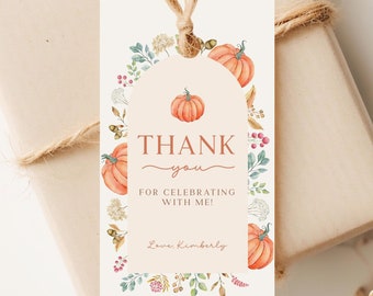 Pumpkin Thank You Tags: First Birthday Party Favors (Printable Template)