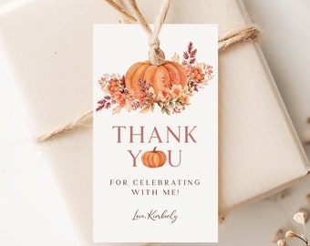 Pumpkin Thank You Tags: Birthday Party Favor Tags (Printable Template)