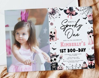 Spooky One Halloween 1st Birthday Invitation with Photo (Digital File)