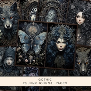 Gothic Junk Journal Kit, Dark Junk Journal Pages, Mystic Junk Journal Printable Paper, Digital Collage Sheet