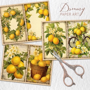 Vintage Lemons Junk Journal Kit, Lemons Junk Journal Pages, Yellow ...