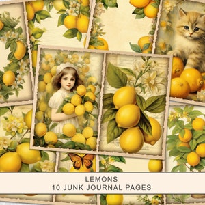 Vintage Lemons Junk Journal Kit: Printable Collage Pages (Digital Download)