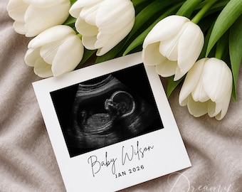 Neutral Pregnancy Announcement Digital Minimalist Baby Reveal for Social Media Editable Canva Template