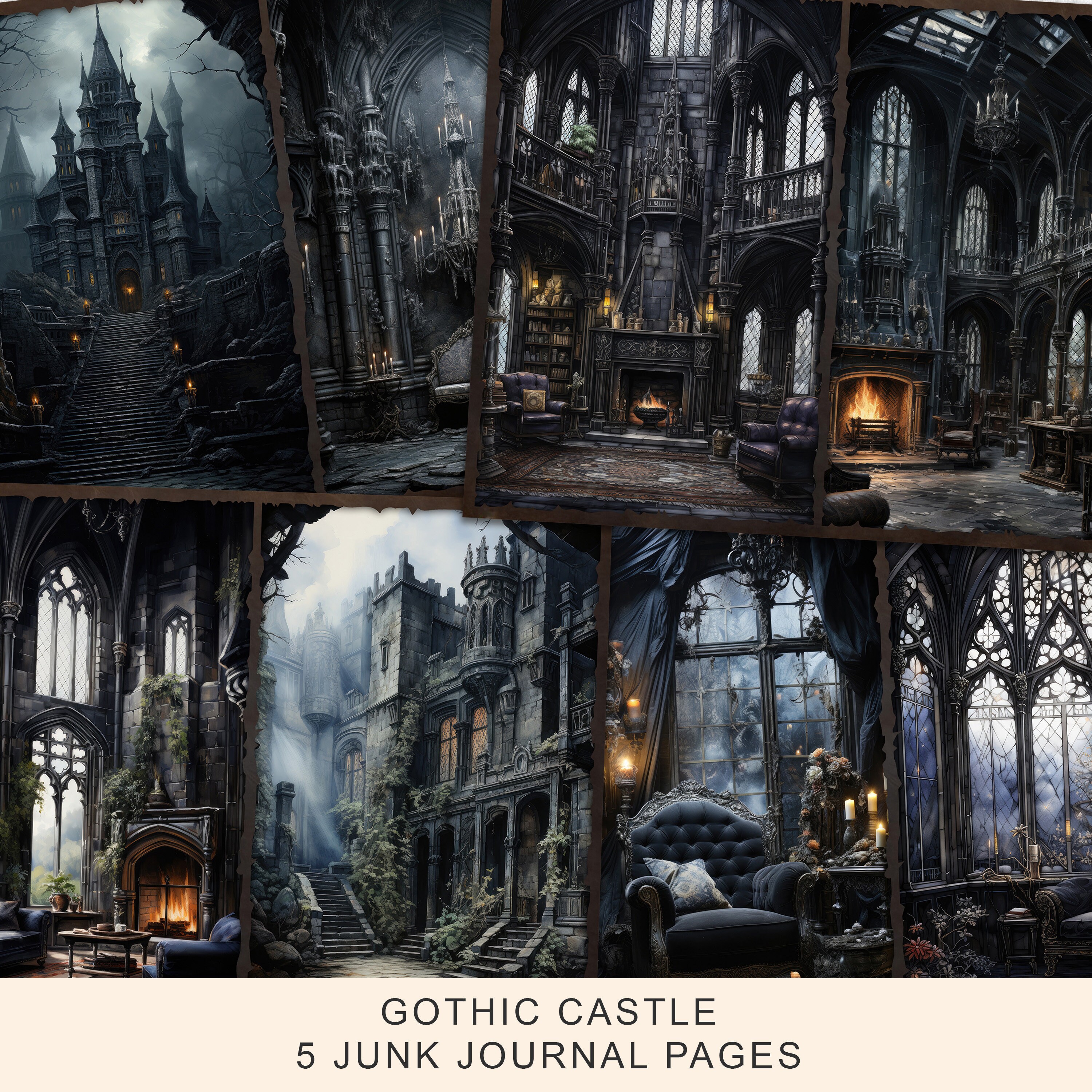 Gothic Castle Junk Journal Pages: Mystic Collage Kit (digital Download ...