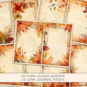 Kit de diario basura con hojas de otoño, páginas de diario basura de otoño, páginas básicas de otoño, papel imprimible para diario basura, hoja de collage digital