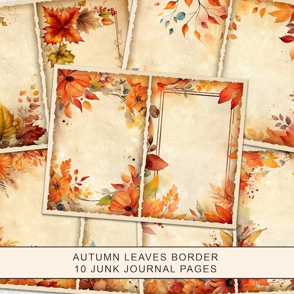 Autumn Leaves Junk Journal Kit, Fall Junk Journal Pages, Autumn Basic Pages, Junk Journal Printable Paper, Digital Collage Sheet